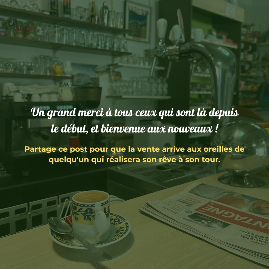 Café sur le comptoir, texte : Un grand merci à tous ceux qui sont là depuis le début, et bienvenue aux nouveaux !